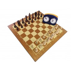 6x Zestaw: Zegar Hetman + Staunton nr 5/II w woreczku + Deska szachowa nr 5 (ZK-2)